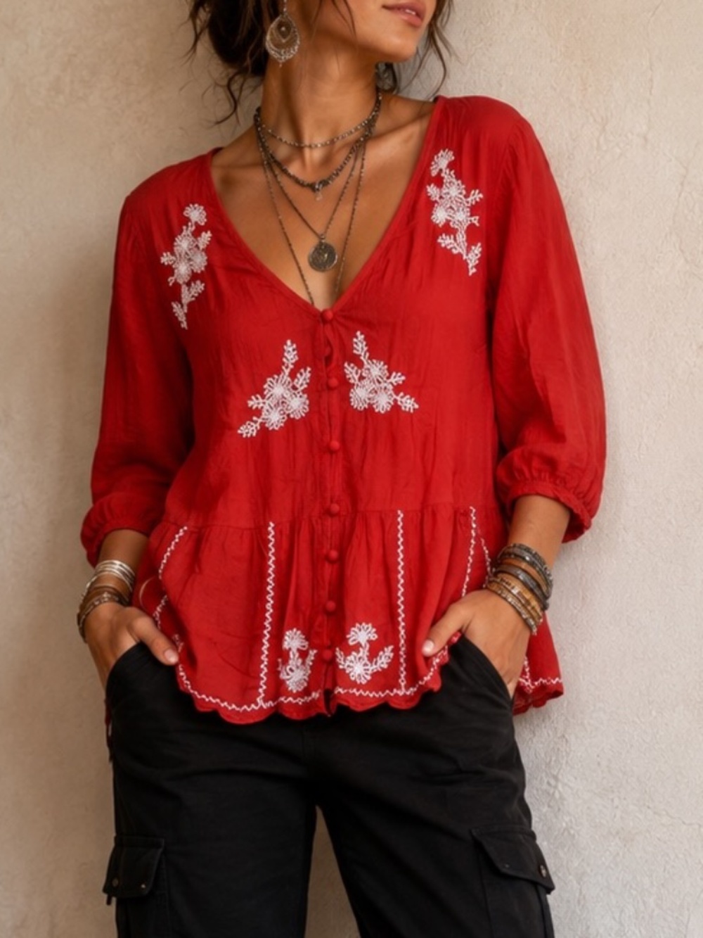 Old Navy Peplum Top Womens Size XL Tangerine Orange Boho Feminine Hippie